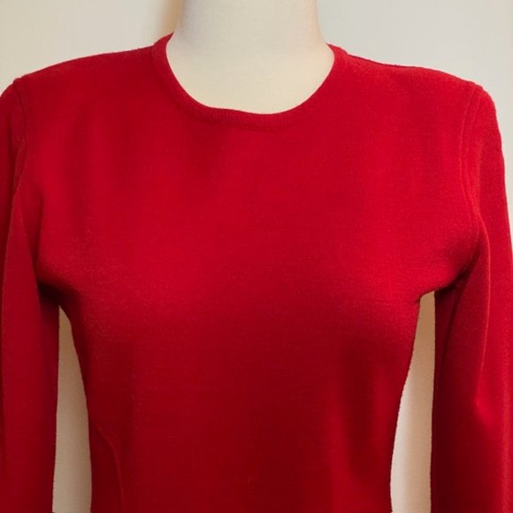 Outlander Red Midi Dress - Wool Blend - Petite Small - Vintage - Picture 3 of 15